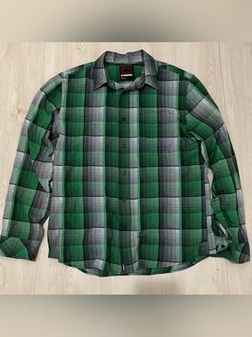 Tony Hawk Green and Gray Plaid Button-Down Shirt